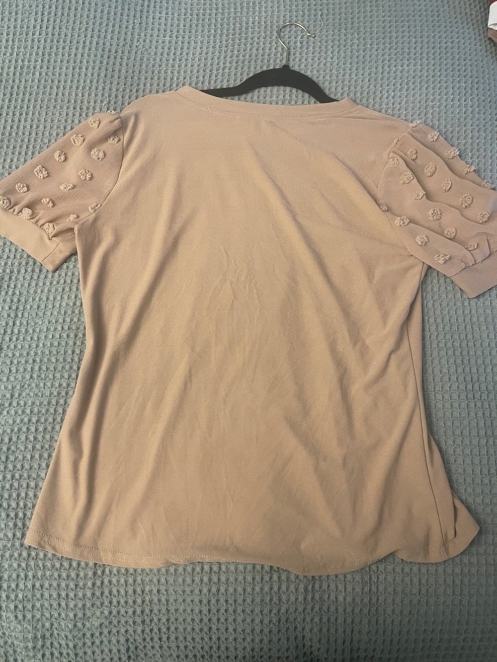 Classic Short-Sleeve Crewneck Top in Tan - Picture 3 of 3